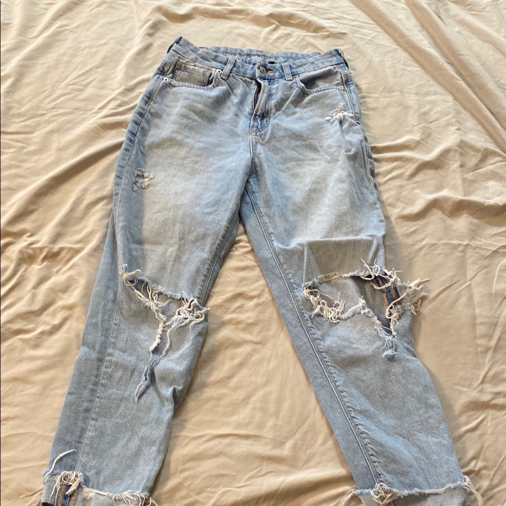 American Eagle Outfitters Distressed Light Wash Boyfriend Jeans